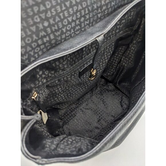 KATE SPADE NY genuine pebbled leather medium backpack- BLACK - Picture 11 of 12